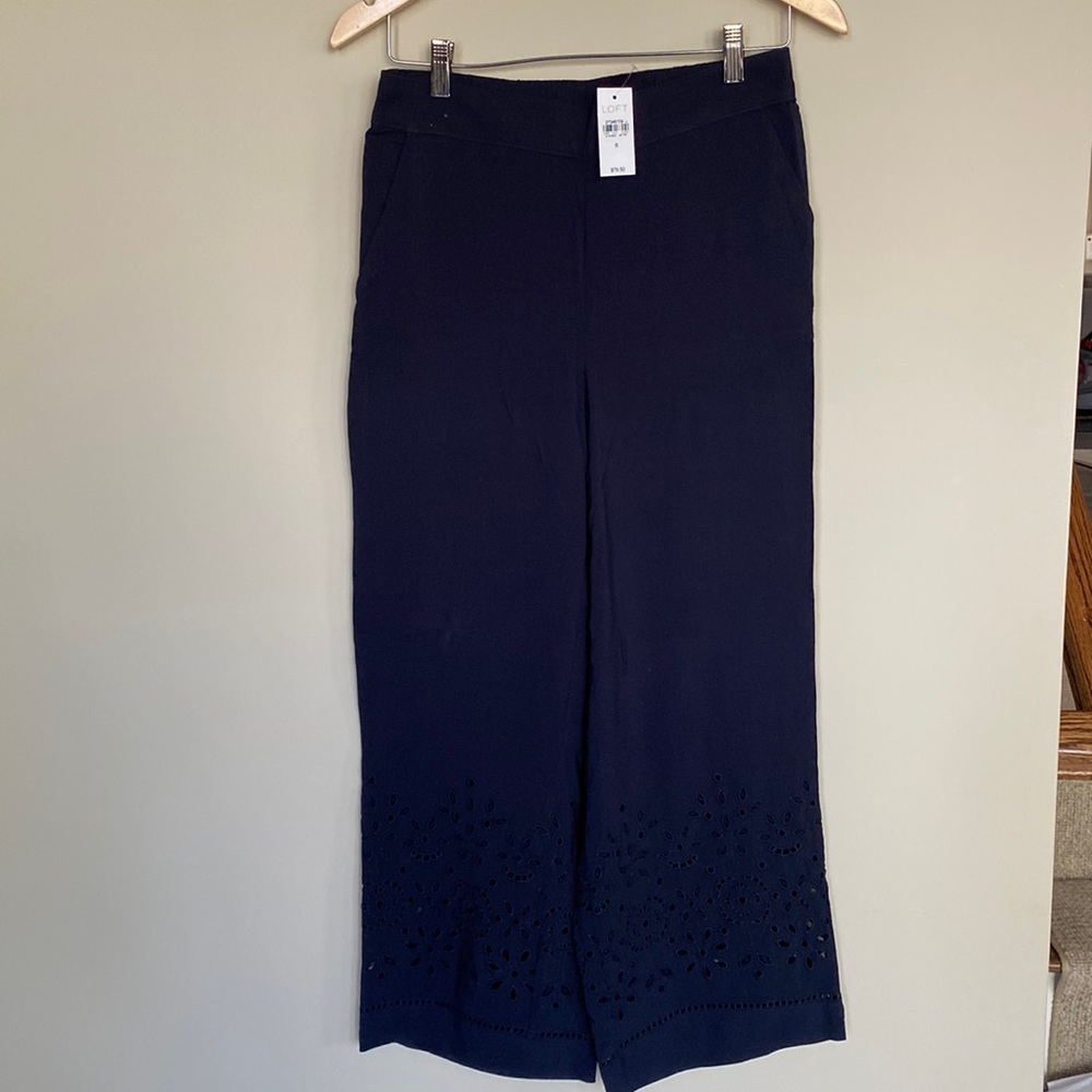 Loft Eyelet Bottom Navy Pants